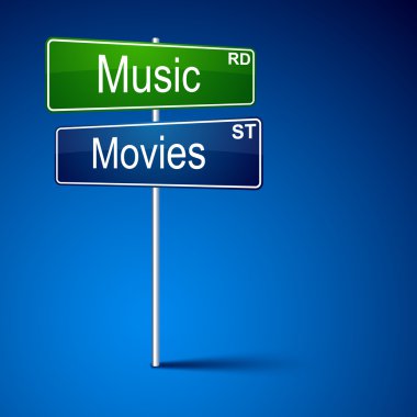 Müzik film yön yol işareti.
