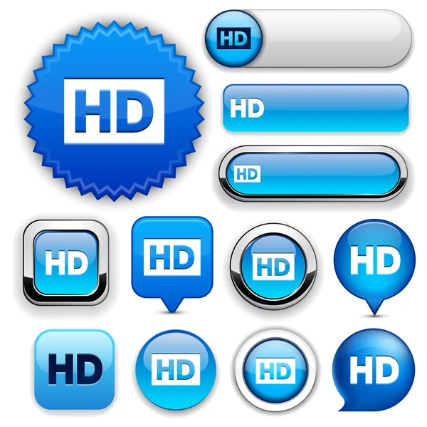 HD υψηλής λεπτομερείς web κουμπί συλλογή. — Διανυσματικό Αρχείο