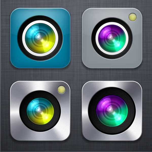 Čtvercové moderní fotoaparát aplikací ikony. — Stockový vektor