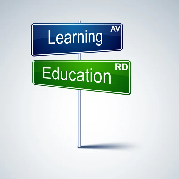 Vzdělávání vzdělávání směr dopravní značka. — Stockový vektor