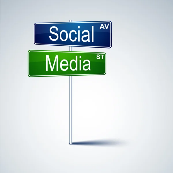 Sociala medier riktning Vägmärke. — Stock vektor