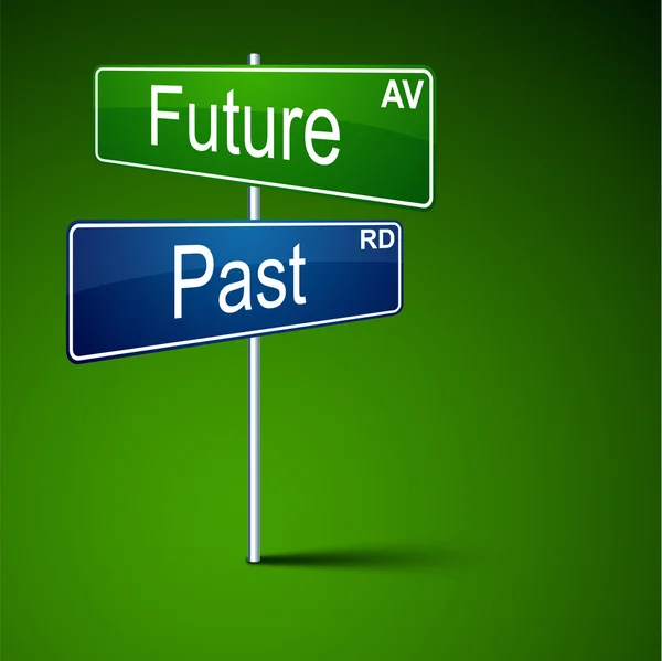 Przyszłość przeszłości kierunku znak drogowy. — Wektor stockowy
