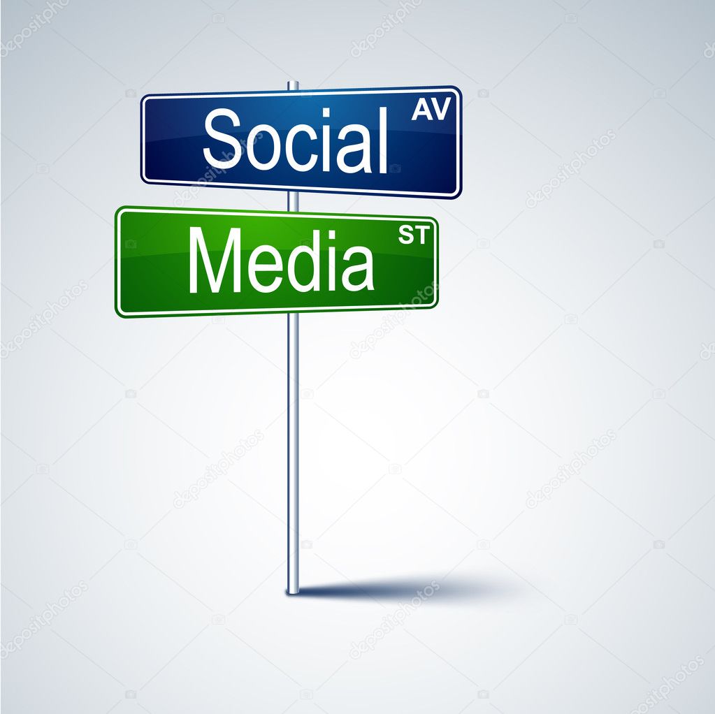 Social media direction road sign.