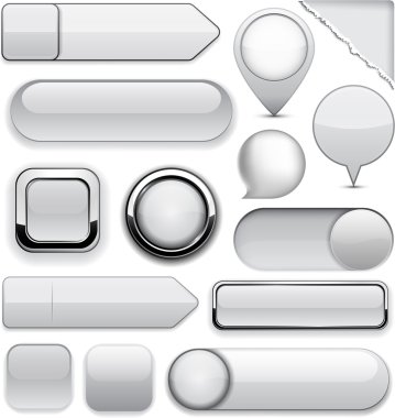 Grey high-detailed modern buttons. clipart