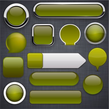 Mossy high-detailed modern buttons. clipart