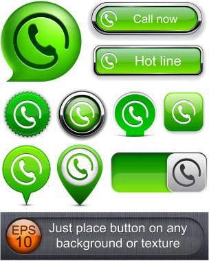 Call high-detailed modern buttons. clipart