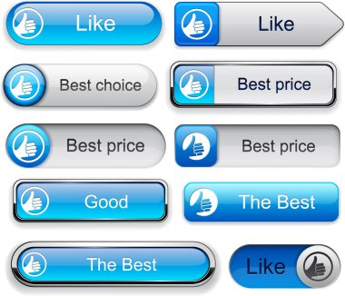 Thumb up high-detailed modern buttons. clipart