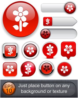 Flower high-detailed modern buttons. clipart