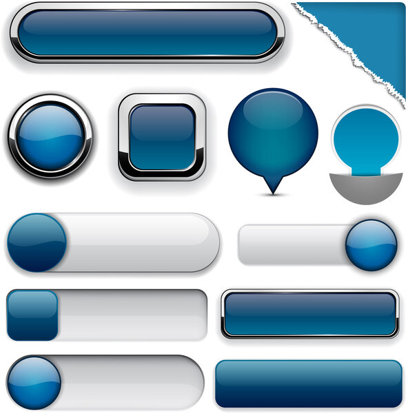 Dark-blue high-detailed modern buttons.