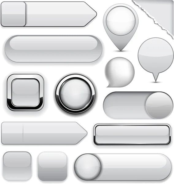 Boutons modernes gris très détaillés . — Image vectorielle