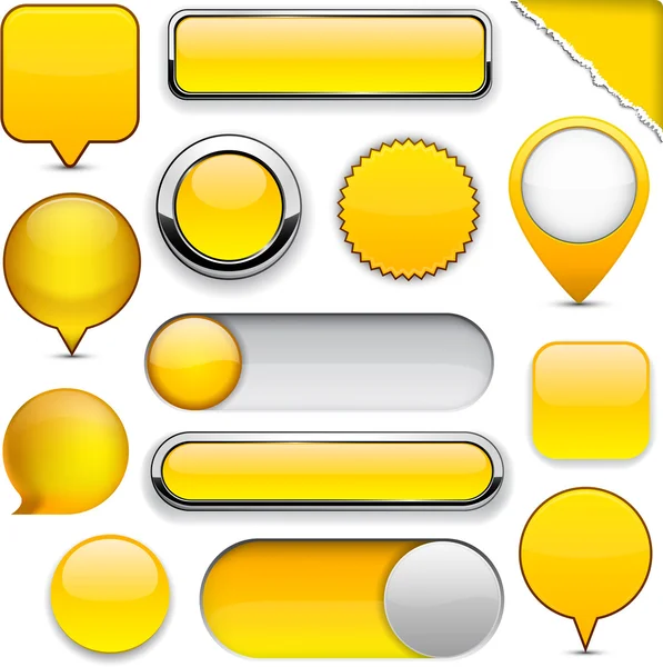 Boutons modernes jaunes très détaillés . — Image vectorielle