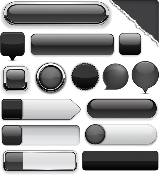 Siyah yüksek Detaylı modern düğmeleri. — Stok Vektör