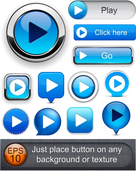 Play high-detailed modern buttons. — Stock Vector