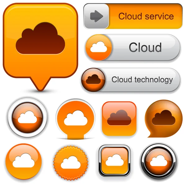 Cloud computing wysokiej szczegółowe nowoczesne przyciski. — Wektor stockowy