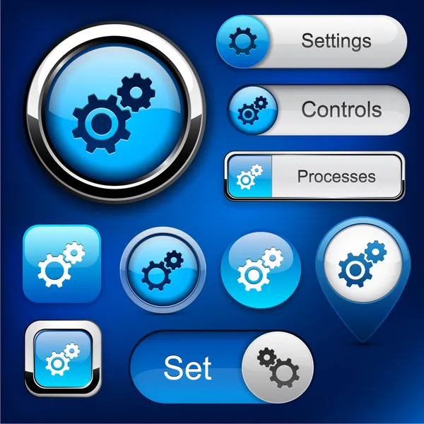 Controls high-detailed web button collection. — Stock Vector