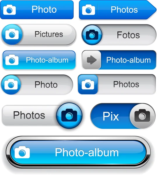 Photo high-detailed web button collection. — Stockvector