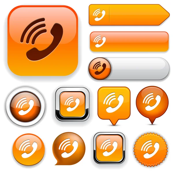 Téléphone haute collection détaillée de boutons web . — Image vectorielle