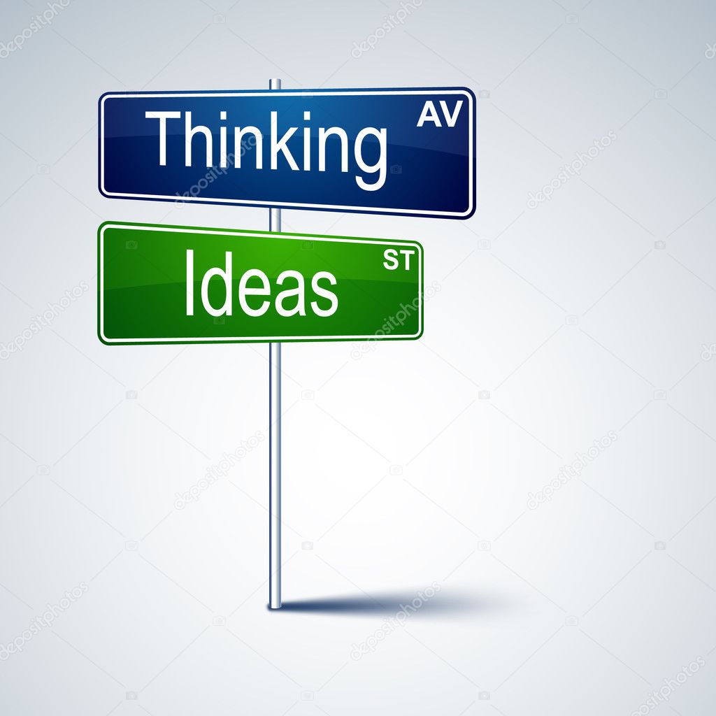 Thinking ideas direction road sign.