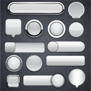 Grey high-detailed modern buttons. clipart