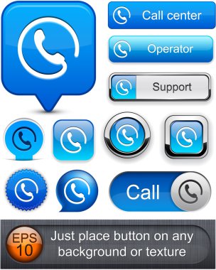 Call high-detailed modern buttons. clipart