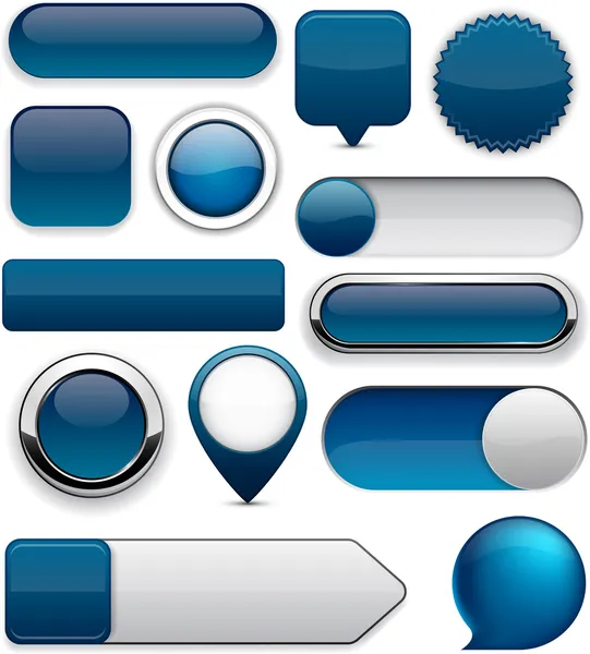 Dark-blue high-detailed modern buttons. — Stock Vector