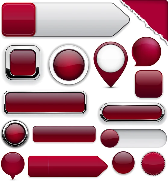 Şarap kırmızı yüksek Detaylı modern düğmeleri. — Stok Vektör