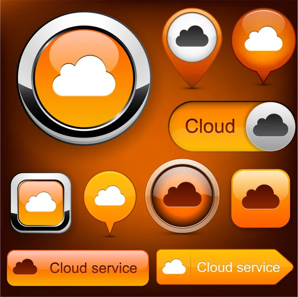 Cloud computing botones modernos de alto detalle . — Archivo Imágenes Vectoriales
