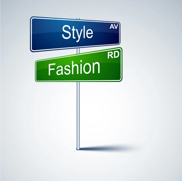 Style fashion direction road sign. — Stock Vector