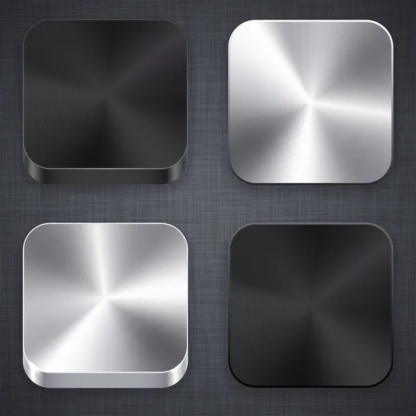 Fyrkantiga metalliska app mall ikoner. — Stock vektor