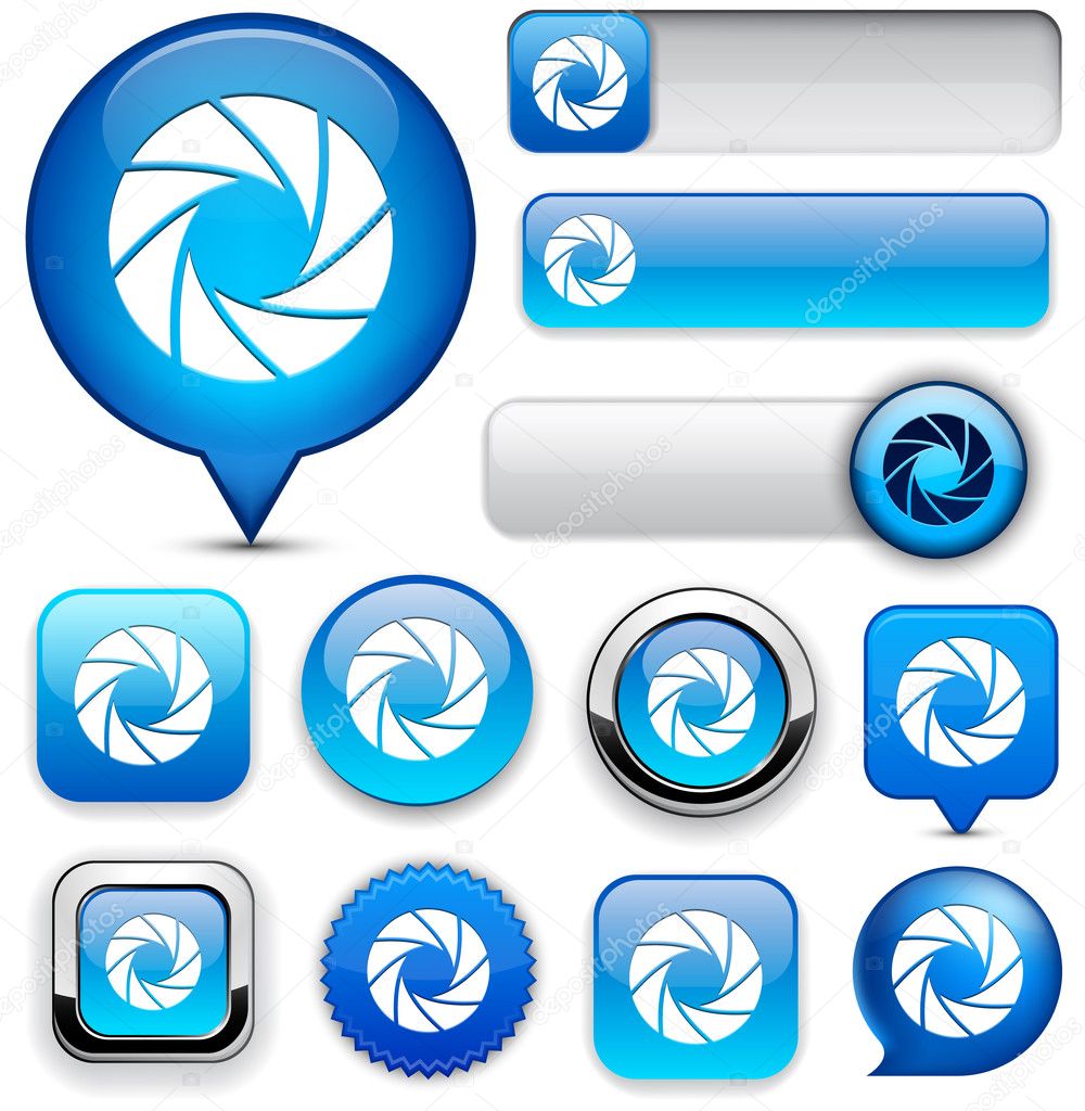 Aperture blue design elements for website or app. Vector eps10.