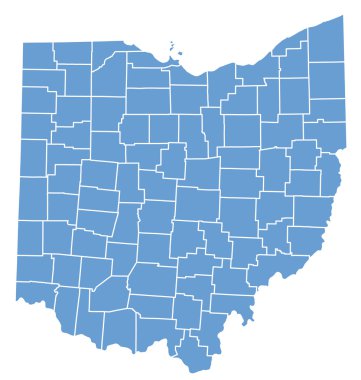 State map of Ohio by counties
