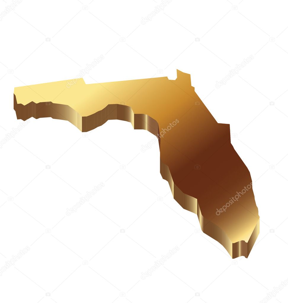 Florida 3d Gold Map — Stock Vector © Deskcube #11168496