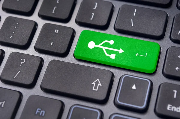 USB-tecken för att ange nyckel av tangentbord, usb redo — Stockfoto