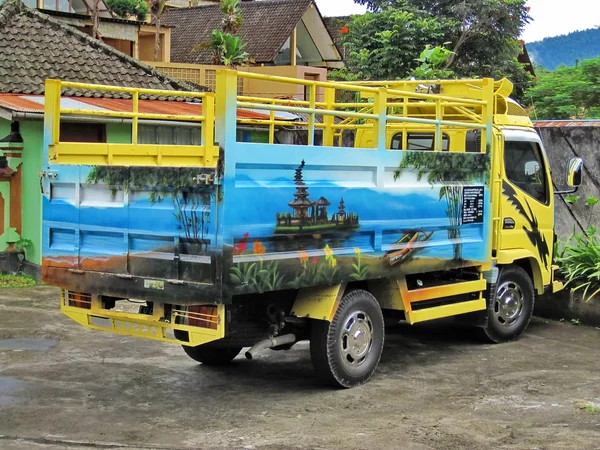 stock image Typical Balinese, truck with temple