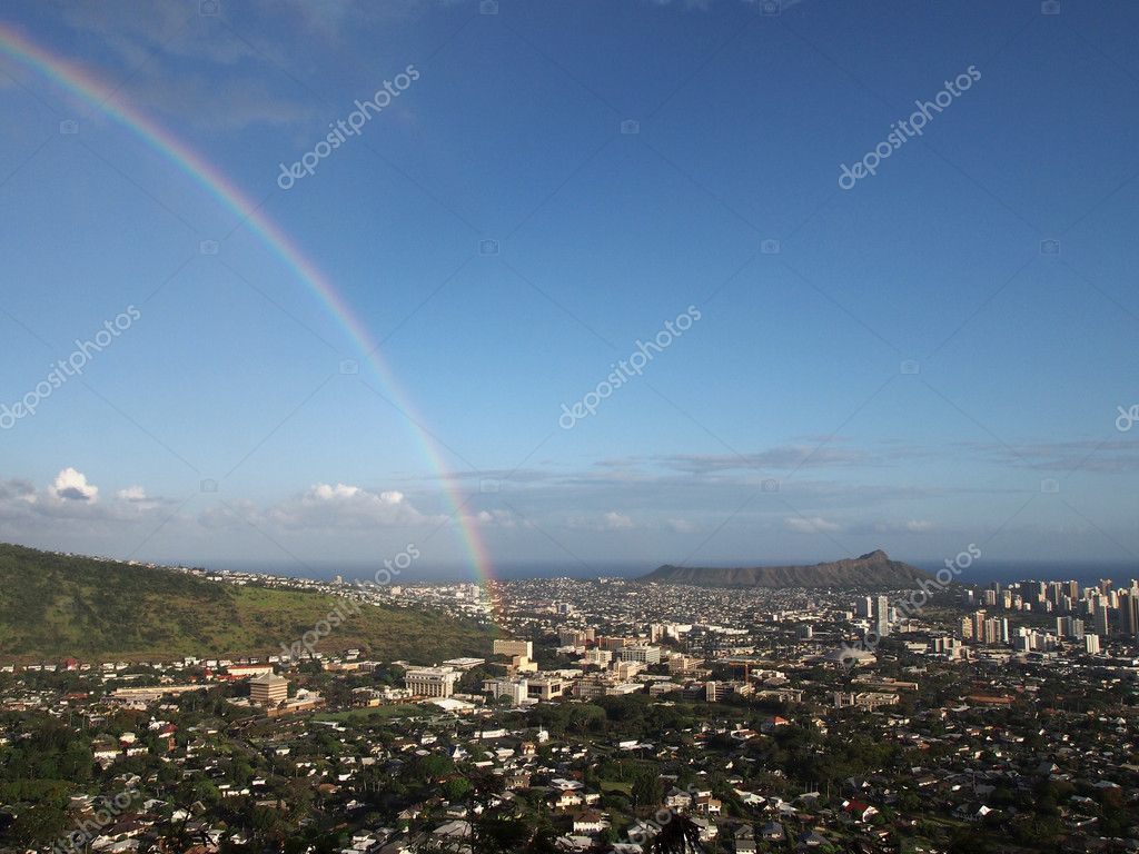 Rainbow Over Honolulu — Stock Photo © Ericbvd #10915967