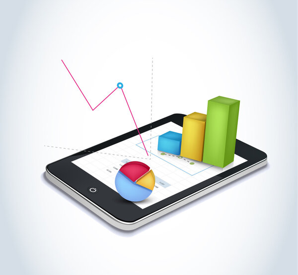 Financial elements on tablet screen