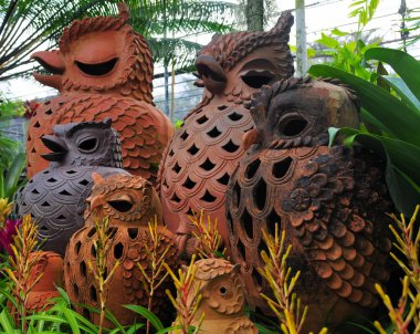 Terracotta owls clipart