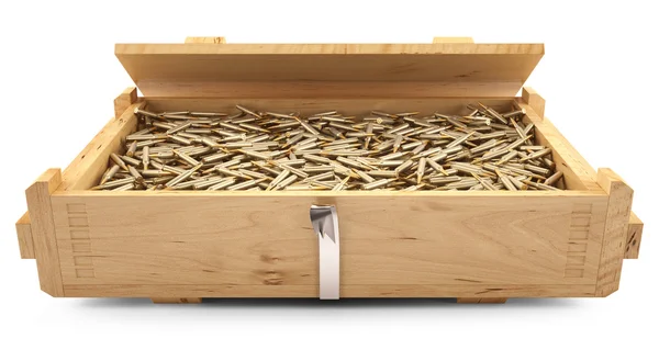 AK47 munitie in een doos Rechtenvrije Stockafbeeldingen