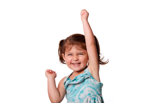 Zabawny zadowolony dziewczynka malucha — Zdjęcie stockowe