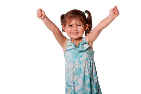 Zabawny zadowolony dziewczynka malucha — Zdjęcie stockowe