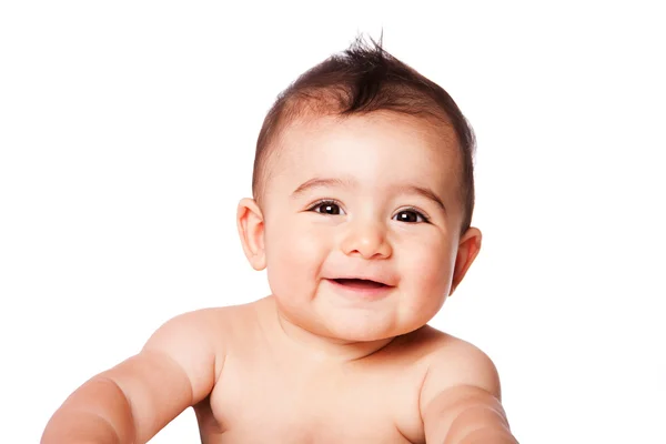 Glada skrattande bebis ansikte — Stockfoto
