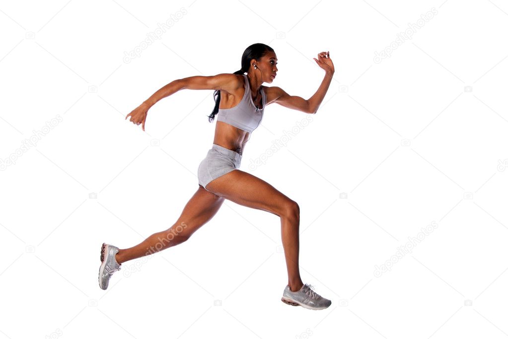 Fast running athlete woman