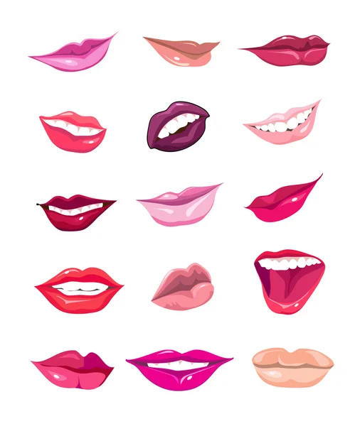 Conjunto de lábios glamour — Vetor de Stock