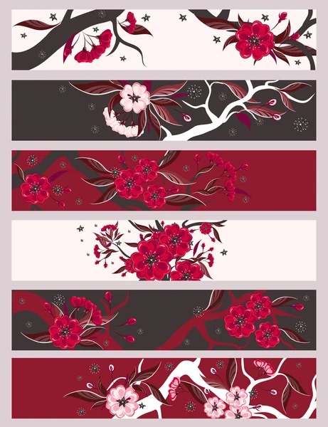 Röda blommor banner set — Stock vektor