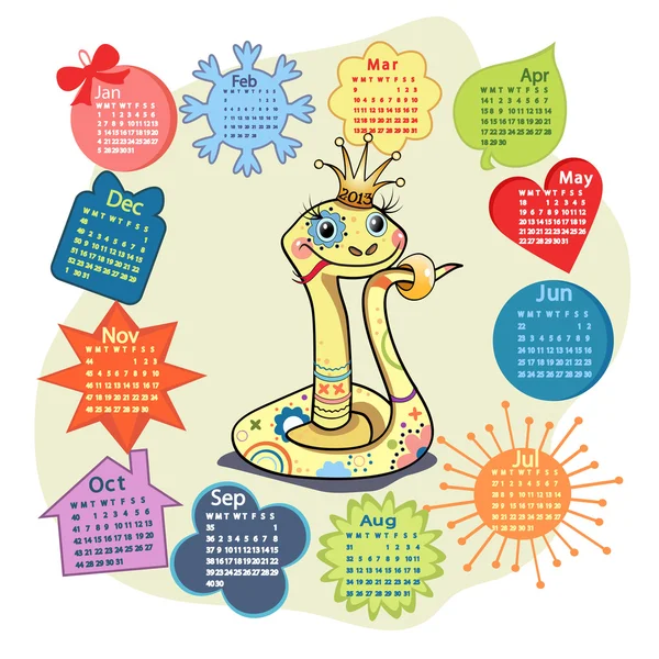 Lustiger Schlangenkalender — Stockvektor