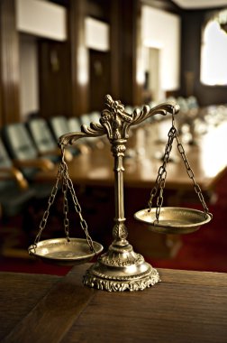 Decorative Scales of Justice in the Courtroom clipart