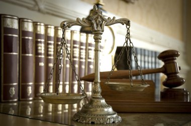 Scales of Justice and Judge`s gavel clipart
