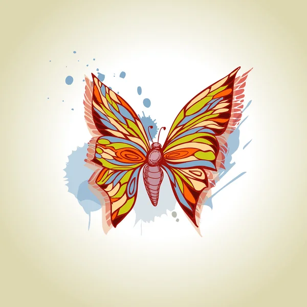 Mariposa vectorial y salpicaduras de tinta — Archivo Imágenes Vectoriales