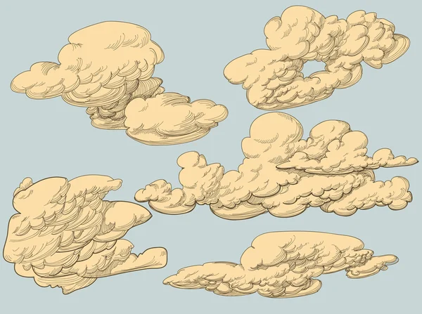 Nubes vectoriales de estilo retro — Archivo Imágenes Vectoriales
