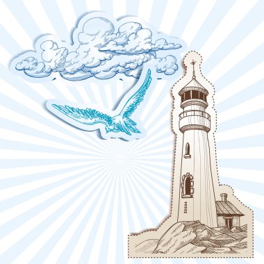 Lighthouse and sky background clipart